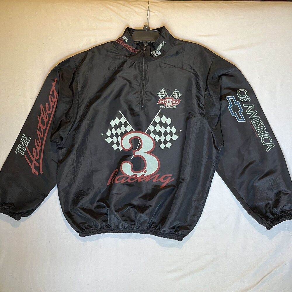 Vintage Dale Earnhardt Windbreaker Chevrolet Racing Black NASCAR AOP USA Made